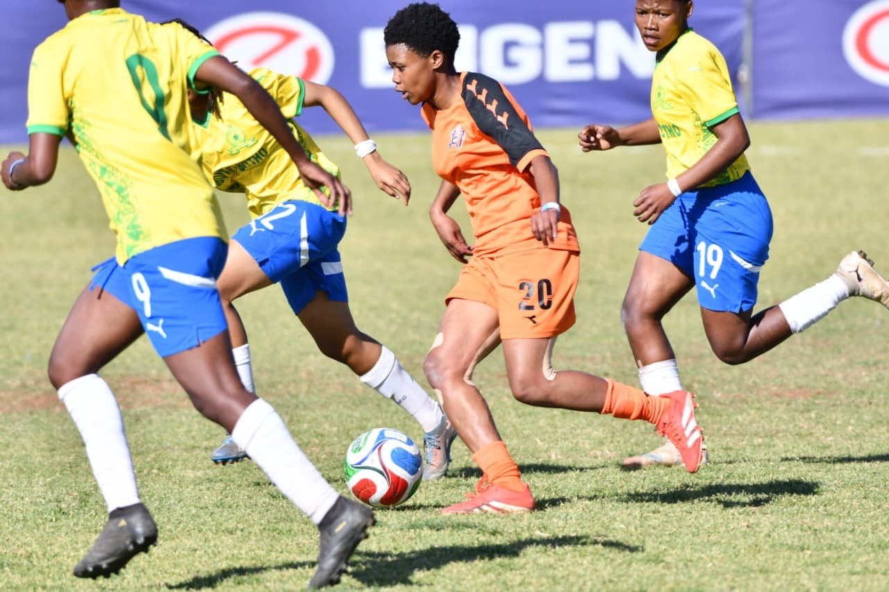 UJ Women's U20 Football Team vs Mamelodi Sundowns in the 2026 Engen Knockout Challenge final.