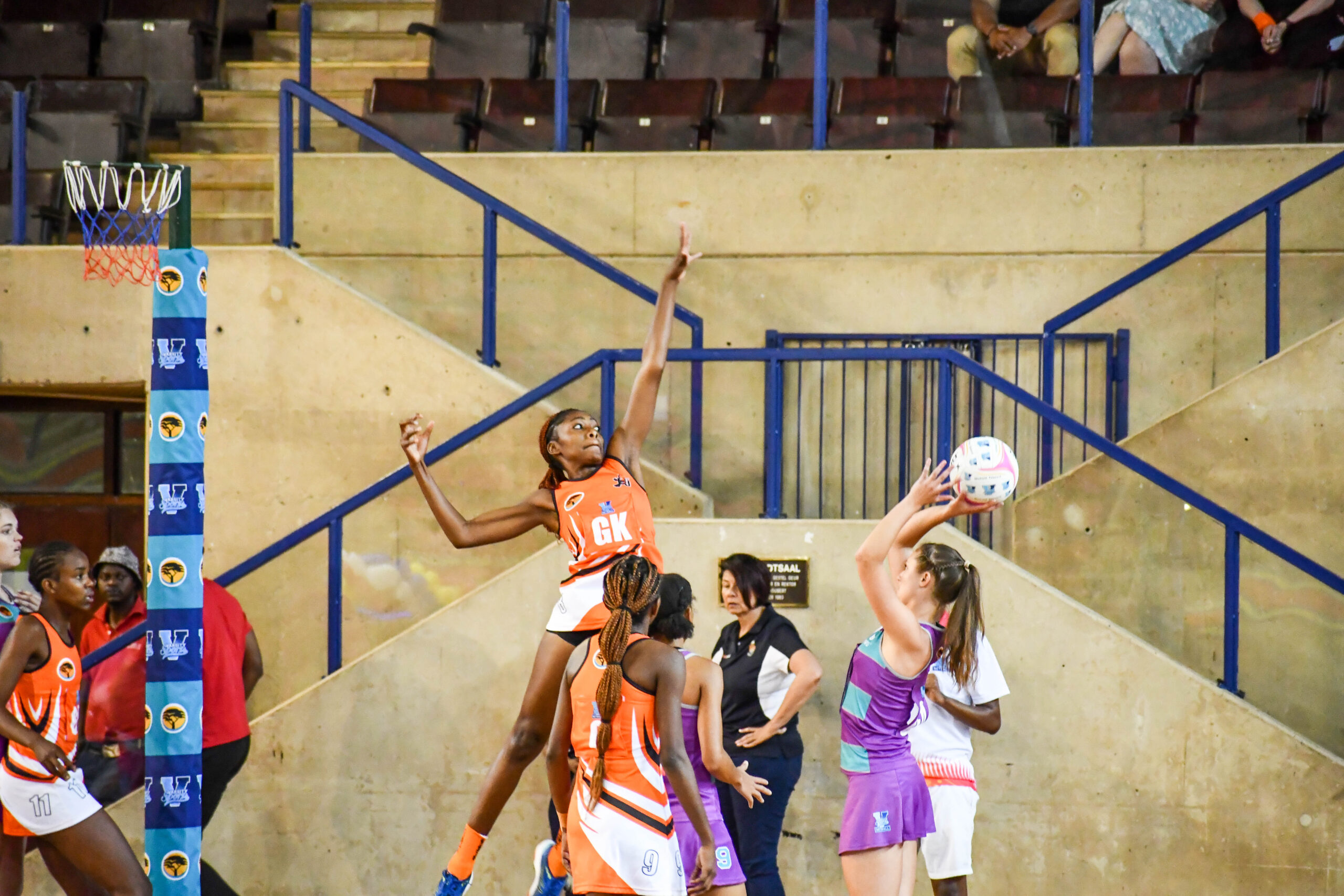 Cornelia Mupenda in action during the FNB Varsity Netball tournament