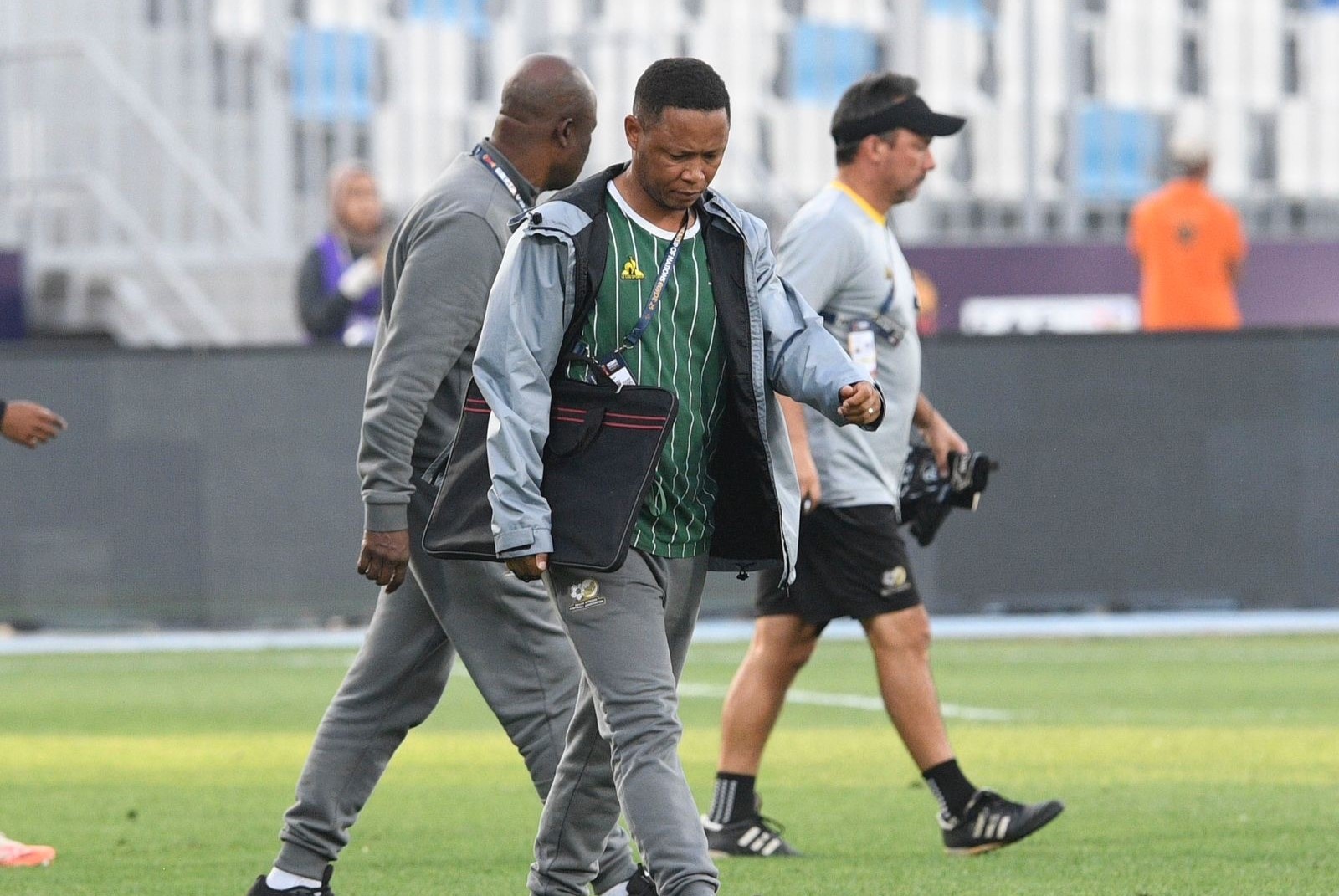 Coach Karabo Mogudi at the U20 AFCON in Egypt. PHOTO - Sidney Mahlangu