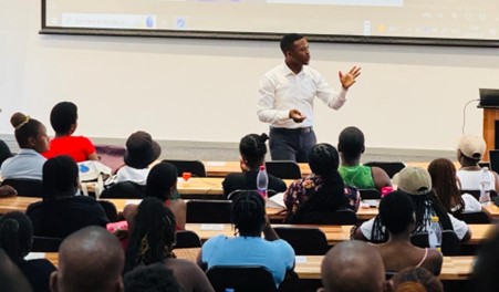 Mr Senzo Ndlangamandla as a guest speaker at the Real Talk series Entrepreneurship and the NYDA held at the Walter Sisulu University