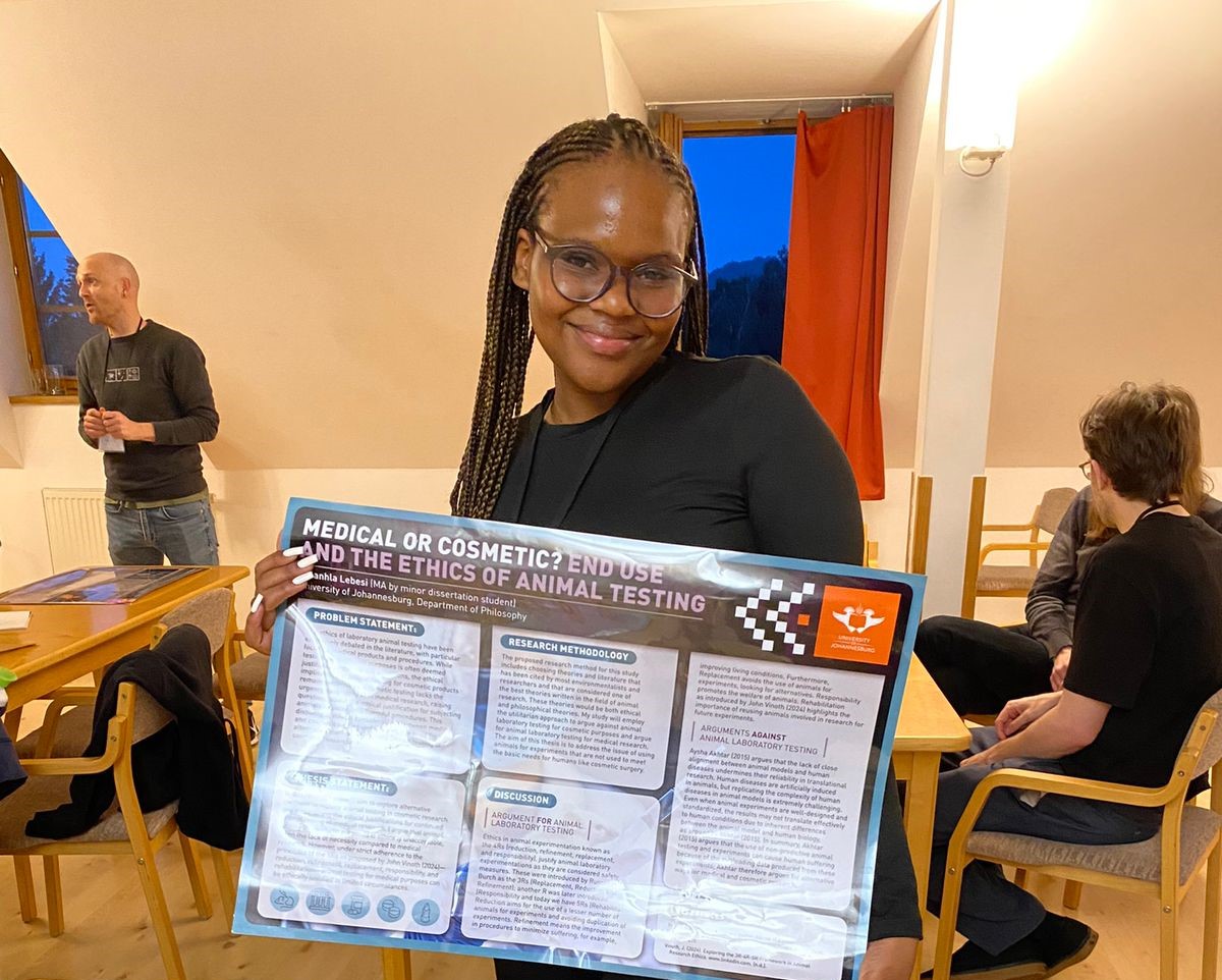 Nhlanhla Lebesi is an MA student researching Medical or Cosmetic? End Use and the Ethics of Animal Testing.